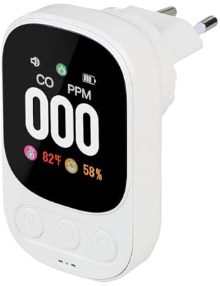 CPROSP Carbon Monoxide Detector with Plug for Home, Carbon Monoxide Sensor with Temperature and Humidity Sensors, Gas Detector with Display for Home and Motorhome
