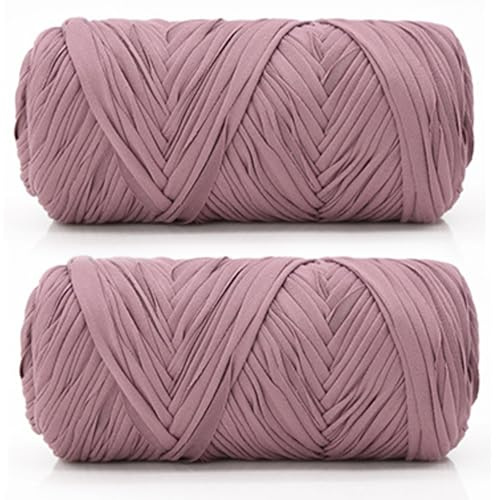 200 g Tshirt Garn zum Häkeln - 2er-Set 75m Textilgarn für gehäkelte Körbe | Geeignet für eine 6-mm-Häkelnadel oder 9-mm-Stricknadeln, Hautfreundlicher Stoff, Hochelastisch, nicht einschnürend