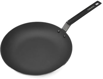 Culinatura - Poêle Fonte Légère Émaillée 32 cm - Noir | Anti-Adhésive, Pré-Culottée, Tous Feux Induction Four, Queue Feuillard, Usage Professionnel, sans PFOA/PFAS/PTFE, Non Toxique