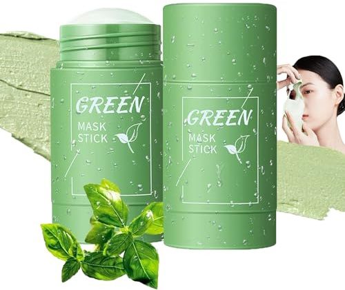 2 Stück Green Mask Stick,Grüner Tee Clay Stick zur Tiefenreinigung, Porenverfeinerung & Blackhead Entfernung,Oil Control Gesichtsmaske für Fettige/zu Unreinheiten Neigende Haut,80G