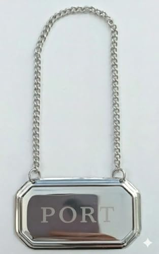 County Engraving Personalised Silver Plated Decanter Label Tag Chain - Engraved Gin Whisky Brandy (Port)