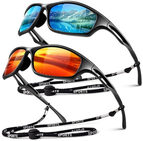 LINVO Sonnenbrille Herren Damen Polarisiert Verspiegelt Sportbrille UV400 | Leicht,Verstellbare Nasenauflagen,Autofahren,Angeln,Reisen,Laufen,Golfen