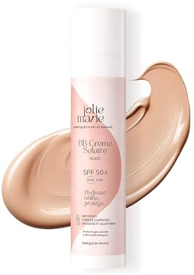 J’OLIE MARIE BB Crème Bio SPF 50+ – Soin Teinté avec Protection Solaire Minérale – Crème Visage à l’Huile d’Olive – Peaux Sensibles – Fabriquée en France – 50 ml (Doré)