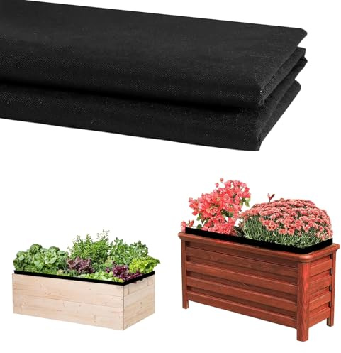 kodivenj Fabric Liner for Large Veg Trough, Non Woven Outdoor Raised Bed Planter Liner, Trough Liners for Vegetable, Flowers, Plants, Black(160cm X 210cm)