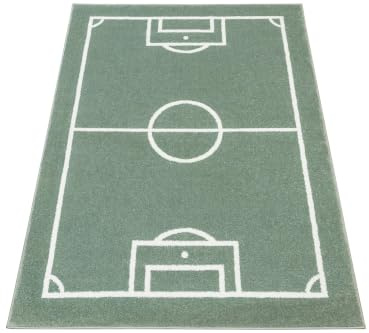 AKCILA Rechteckig Kinderteppich Lima Fußball Feld Grün 300x400 cm | Teppiche für EIN Kinderzimmer mit kurzem Flor, Teppiche Jungen, Teppich Schlafzimmer, Wohnzimmerteppich