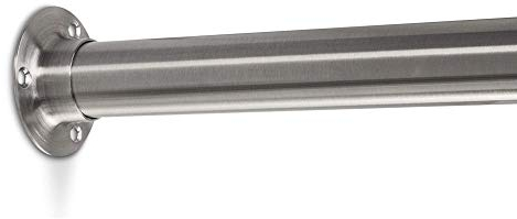 SOTECH 1 Stück Kleiderstange 2000 mm RUND Ø 25 mm mit 2 Stück Edelstahl Schrankrohrlager CIRCLE/Schrankrohr Edelstahl gebürstet/Garderobenstange rostfrei
