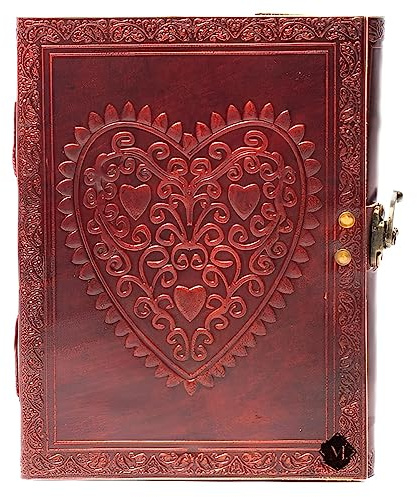 Celtic Heart Handmade Vintage Large 8 Embossed Leather Bound Journal With Lock For Men Women Blank pages personal Diary notebook journal gift