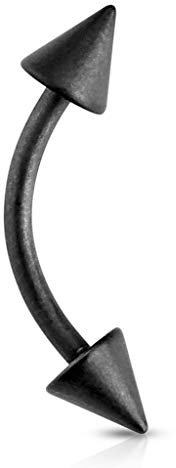 Piercing Augenbrauen Augenbrauenpiercing Banane Spitze Spike Bananabell Curved Barbell matt-schwarz 1,2 mm 6 mm