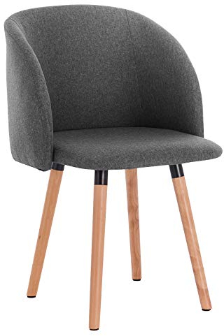 WOLTU Esszimmerstuhl 1 Stück Küchenstuhl Wohnzimmerstuhl Polsterstuhl Sessel, Armlehnstuhl mit Rückenlehne, für Esszimmer, Küche, Wohnzimmer, Leinen, Gestell aus Massivholz, Dunkelgrau, BH120dgr-1