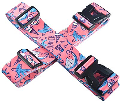 riemot 2 Stück Koffergurt Kofferband Gepäckgurt Kreuz Koffer Gurte Riemen Verstellbar & rutschfest - Reise Gadgets – geeignet für Geschäftsreisen und Tourismus - 5cm Weit - Rosa Sommer