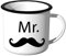 JUNIWORDS Emaille-Tasse, Mr Schnauzbart Moustache Schnurrbart, Schwarzer Tassenrand