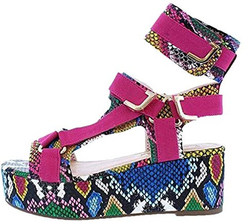 Susenstone Sandales CompenséEs Femme Chaussures Plates Grande Taille à Bout Ouvert Imprimé Sandales Pas Cher ÉTé Sandales De Plage