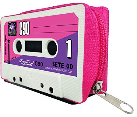 MANCHA DE CREACIÓN - Porte-Monnaie Cassette, Portefeuille Fait à partir d'une Vraie Cassette Audio avec Fermeture éclair, Design Original, rétro, Vintage, pour Homme et Femme
