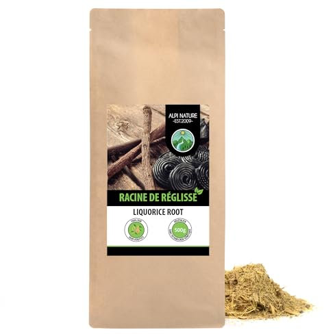 Alpi Nature Radice di Liquirizia Tisana 500g, Radice di Liquirizia Essiccata e Tagliata, Tè Sfuso