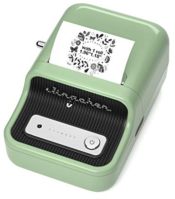 NIIMBOT Máquina para etiquetar con 1 Rollo de Cinta Libre B21S Vintage de 50mm de Ancho, Impresora térmica de Etiquetas de Negocios (Verde)