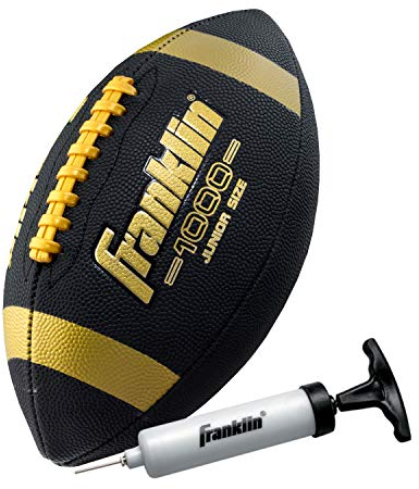 Franklin Sports Junior-Fußball - Kids Junior Size Youth Football - Synthetic Leather - Extra Grip - Schwarz/Gold - Air Pump Included