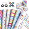 Nabance Geschenkpapier Geburtstag 24 Blatt Geburtstag Geschenkpapier Set 2 Rolle Bänder 4 Geschenkanhänger, 6 Verschiedene Muster Geschenkpapier Geschenkverpackung Papier(50x70cm pro Blatt)