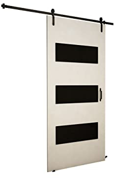 Mirjan24 Sistema Ante Scorrevoli Antic II, Vetro Nero, Set completo per Porte Scorrevoli Partizioni Porte Interne con Chiudibili (Bianco, Modello 90)