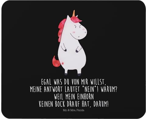 Mr. & Mrs. Panda Mauspad Einhorn Wut - Geschenk, Computer zubehör, lustig, Spaß, Unicorn, Büroausstattung, Designer Mauspad, Mausunterlage, PC
