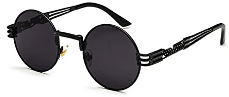 BOUACOUA Steampunk Retro Round Sunglasses Men Women Sonnenbrille Herren mit Metallrahmen
