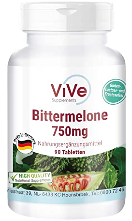 Bittermelone-Extrakt 750mg - 90 Tabletten + Chrompicolinat - vegan - standardisiert auf 10% Charantin | Qualität aus Deutschland von ViVe Supplements