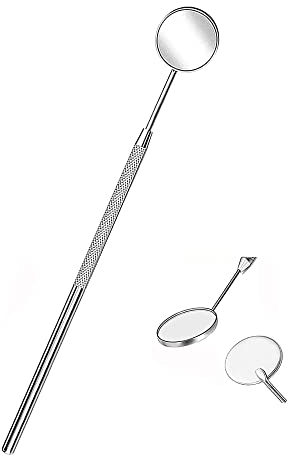 KINZIO Dental Mundspiegel Mundzahnspiegel Inspektionsspiegel Kurvenwinkel Zahnarzt Mundpflege Mundkontrolle Verlängerungswerkzeug Auch für Wimpernverlängerungen geeignet. (Silber)