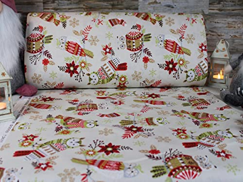 240cm Breit Meterware ab 50cm Weihnachtsstoffe Popeline Baumwolle Stoff Baumwollstoff Weihnachten Stoffe Weihnachtsstoff Bastelstoff ÖKO-TEX PPW044 (Creme)
