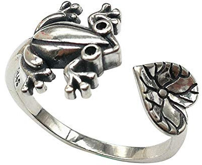 MAYIYAHO Mode Metall Tier Eröffnungsring Nette Frog Blatt Einstellbare Retro Ringe für Männer Frauen Party Geburtstag Schmuck Geschenk