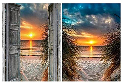 VEGCOO Diamond Painting,2 Stück Diamond Painting Strand Sonnenuntergang 30 * 40cm 5D Diamant Painting Raumdekoration Diamond Painting (Blau)