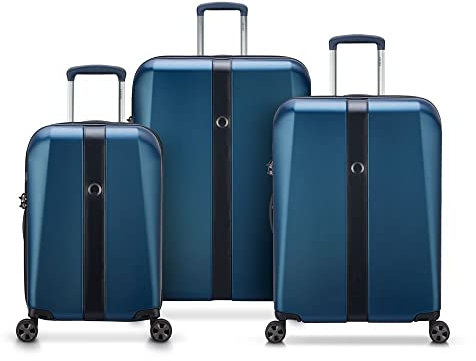 DELSEY PARIS - Promenade Hard 2.0 – Set mit 3 ausziehbaren Koffern, Blau, blau, Small/Medium/Large, Kofferset