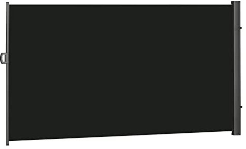 Outsunny Retractable Sun Side Awning Screen Fence Patio Garden Wall Balcony Screening Panel Outdoor Blind Privacy Divider (3x2M, Black)