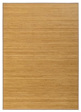 JUANIO Tapis de Sol antidérapant, Moquette à Rayures en Bambou Coloris Naturel - Longueur 250 x Profondeur 180 cm