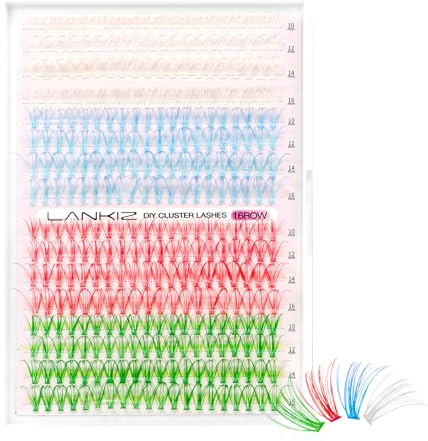 Einzelne Wimpern Bunt 320pcs LANKIZ Farbige Wimpern Einzeln 20D C Curl 10-16mm Mix 0.07 Cluster Lashes DIY Künstliche Wimpern für Wimpernverlängerung Individuelle Wimpern Coloured Lashes zu Hause