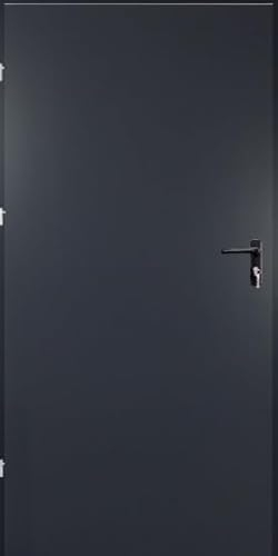 Stahl-Außentüren, Garagentür Mehrzwecktür Kellertür, Türen für Wirtschaftsräume (60-690 x 2070 mm Links anthrazit RAL 7016)