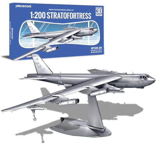 piececool 3D Puzzle Metall Flugzeug Modell B-52 Bomber Superfestung, 3D Metall Puzzle für 340 Edelstahl, Ganzes Metall, 1:1 Wiederherstellen, Geburtstagsgeschenk, Modellbausatz Erwachsene, 169 Teile