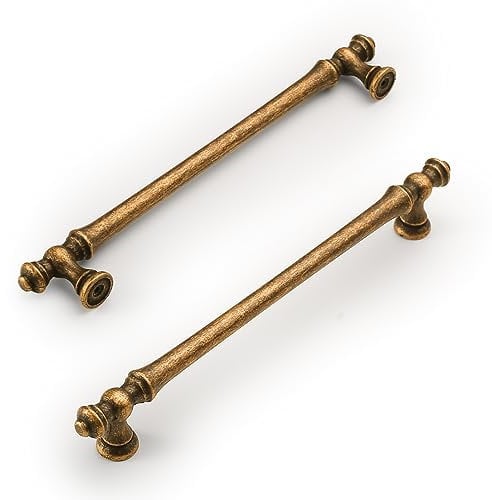 Amerdeco 10 Stück Vintage Schrankgriffe Antik Messing Griffe Möbel Möbelgriffe 160mm Lochabstand Türgriffe küche Schubladengriffe küchengriffe Vintage Griffe für Bronze Küchenschränke