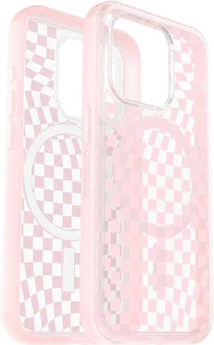 OtterBox iPhone 14 Pro Max (Only) Symmetry Clear Series+ Case - Checkmate (Pink) - Ultra-Sleek - Snaps to MagSafe - Raised Edges Protect Camera & Screen - Non-Retail Packaging