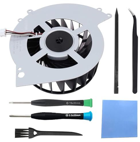 ZHUROUPU für PS4 Interner Lüfter 2000RPM für Sony für Playstation4 CUH-12XX, KSB0912HE-CK2M 500GB mit Bürste, Pinzette, Wärmeleitpad, Spudger, PH0 und T8 Schraubendreher
