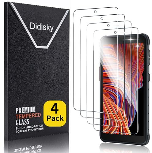 Didisky Lot de 4 films de protection d'écran compatibles avec Samsung Galaxy Xcover 5, verre trempé 9H, pas de bulles, film de protection haute définition, facile à utiliser, résistant aux chutes