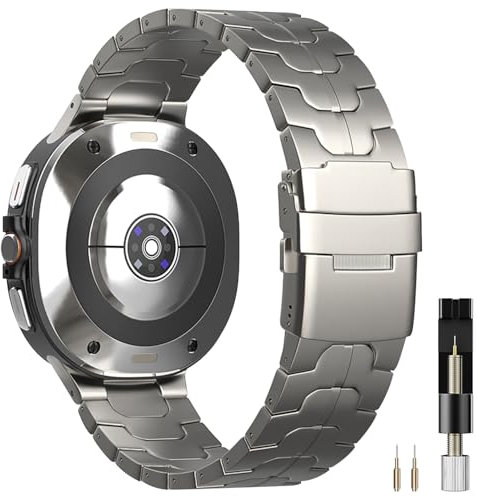 Miimall Cinturino Per Galaxy Watch 7 Ultra, Strap in Lega di Titanio, Strap Regolabile, Banda di Ricambio, Chiusura a Doppia Spinta, Cinturino Leggero e Durevole per Galaxy Watch 7 Ultra, Titanio
