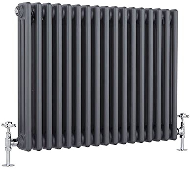 MILANO Anthracite Cast Iron Style Horizontal 3 Column Radiator 500 x 785mm | Steel Construction. Generous Heat Output. Traditional Style. Triple Column Design. Central Heating Operation.