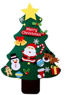Albero di Natale in Feltro per Bambini, 3.5 Ft DIY Albero Natale Feltro Con 32 Staccabili Ornamenti, per Regali Di Natale Party Decorazioni Da Parete Per Porte