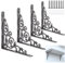 LOLYSIC 4 Pcs Scaffold Board Shelf Brackets, 21cm / 8 Inch Cast Iron Shelf Brackets, Heavy Duty Floating Shelf Brackets Supports, Rustic Vintage Decorative Wall Brackets for Shelves, Black