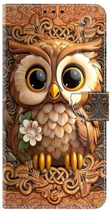 Bnvdfre Handyhülle für Samsung Galaxy A6 2018 Hülle PU Leder Klapphülle Magnet Stoßfeste Kartenfach Klappbar Schutzhülle Silikon Case Cover mit Muster Motiv Flip Handytasche - Eulen