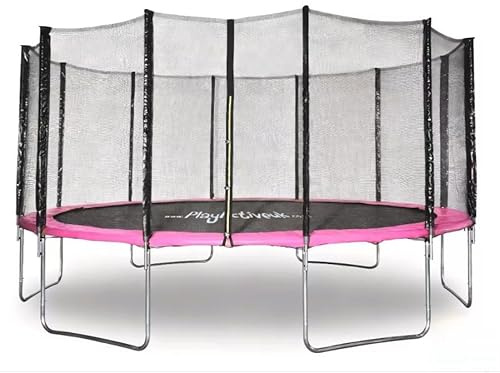 6FT / 8FT / 10FT / 12FT / 14FT / 16FT Trampoline With Enclosure For Kids & Adults, Including FREE Ladder, Weatherproof Cover & Shoe Bag - 3 Colours To Choose From Pink - Blue - Green