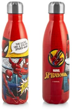 H&H Bottiglia Termica Spiderman Red Marvel In Acciaio Inox Lt 0,5