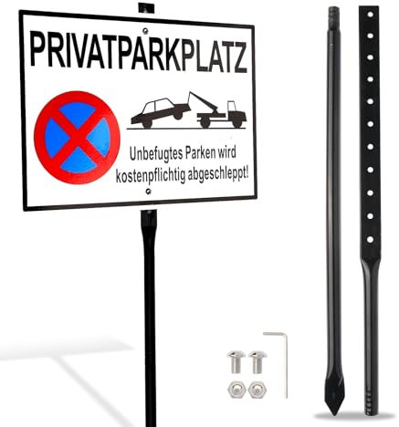 Luxoraiova Cartel de metal para aparcamiento privado, tamaño grande, 35 x 25 cm, aluminio con postes, resistente a la intemperie y a los rayos UV, fácil de montar, clara legibilidad para interiores y
