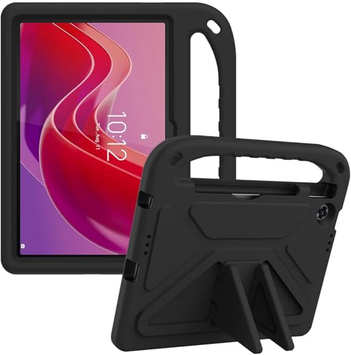 YRH Funda para Lenovo Tab 10.1 Pulgadas 2025, Funda Infantil (Negro) | Resistente a golpes, con asa y función de soporte, ligera, apta para niños e ideal para llevar a cualquier parte