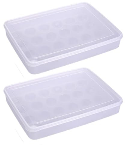 Lamppdcor 2PCS Deviled Egg Tray with Lid, 24 Grids Clear Plastic Egg Holder for Fridge Kitchen