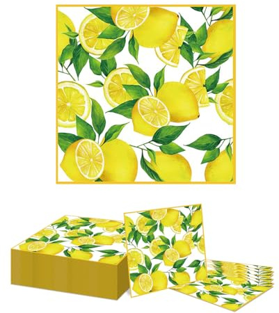 GlamRays 40 Piece Napkins Lemons, Lemon Theme Napkins for Decoration, Lemon Napkins Decor for Birthdays, Parties, Weddings, Communions